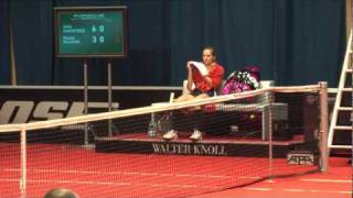 Anna Chakvetadze stretching amp warming up for Regina Kulikova  Porsche Tennis Grand Prix 201 [upl. by Ydnal]