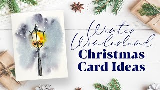 Snowy Lamppost Christmas Card  Easy Christmas Cards [upl. by Atteuqcaj]