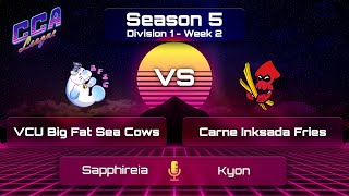 Div 1 VCU Big Fat Sea Cows vs Carne Inksada Fries  CCA League S5 W2 [upl. by Ilarin350]