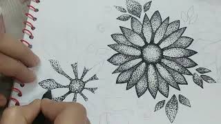 Flowers patterns Dot Art Pointillism [upl. by Scarlet]