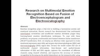 Research on Multimodal Emotion Recognition Based on Fusion of Electroencephalogram and Electrooculog [upl. by Grearson]