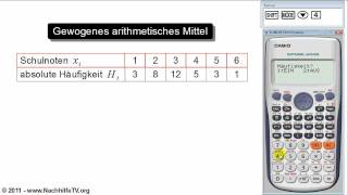 Gewogenes arithmetisches Mittel berechnen mit Taschenrechner [upl. by Christel]