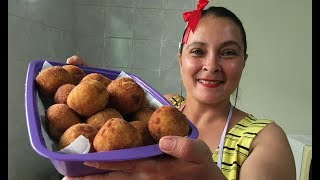 BOLINHO DE BATATA RECHEADO SIMPLES E FÁCIL [upl. by Spiro705]