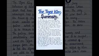 The Tiger King  Summary  Class 12 English  Chapter 2 shorts shortsfeed subscribe ytshorts [upl. by Hannahs]