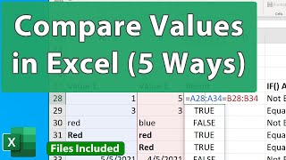 Compare Values in Excel 5 Ways  Beginner to Advanced [upl. by Bithia931]