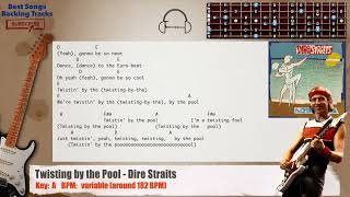 🎸 Twisting by the Pool  Dire Straits Guitar Backing Track with chords and lyrics [upl. by Terzas47]