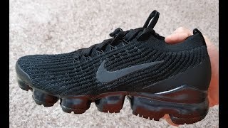 4K Nike Air Vapormax Flyknit 3 Triple Black AJ6900004 [upl. by Eimma]