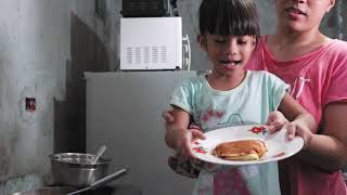 4 Year Old Makes Pancakes [upl. by Annig]