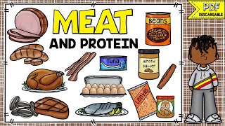 ALIMENTOS EN INGLÉS Y ESPAÑOL  CARNE Y PROTEÍNAS  FOOD VOCABULARY  MEAT AND PROTEIN [upl. by Ayom]