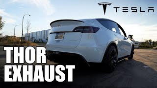 Tesla with EXHAUST  Thor Exhaust System [upl. by Ahsinot]