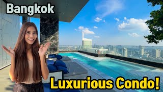 Touring a 2022 Bangkok Luxury Condo in Thailand [upl. by Yelrebma578]