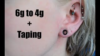 Ear Stretching Update 6g to 4g Success and Taping [upl. by Nytsuj]