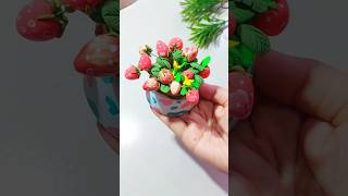 Strawberry Tree pot 🍓🍓 shorts youtubeshorts craftideas [upl. by Anastice]