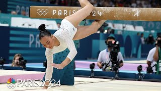 Suni Lee fights through adversity on beam routine at Paris Olympics  NBC Sports [upl. by Sheena]