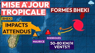 Le violent cyclone tropical Bheki menace Maurice et Rodrigues [upl. by Ahsiekahs]