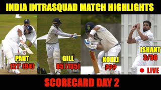 India Intra Squad Match Scorecard Day 2 Highlights WTC Final 2021  India Team Practice [upl. by Oly]