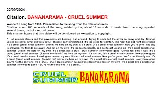 000530 Citation BANARARAMA  CRUEL SUMMER [upl. by Marzi]