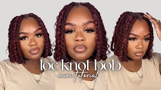 MINI LOC TUTORIAL Middle Part Loc Knot Bob  Iamjackiecymone [upl. by Ednalrym]