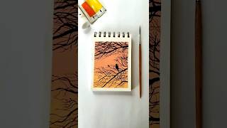 Bird at Sunset painting🕊️☀️🎨 shortsfeed shorts painting art explorepage foryoupage sketchbook [upl. by Mulvihill]