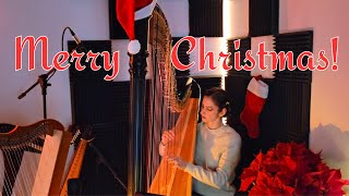 cozy christmas harp by the fireplace 🎄 30 minutes of relaxing holiday music [upl. by Annil]