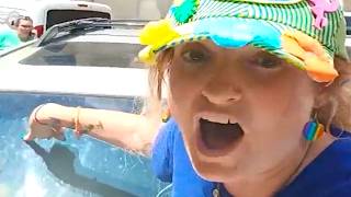 LADY RAGES AND FREAKS OUT ON TOP OF CAR  CAR CRASHES amp KARMA [upl. by Aimekahs]