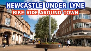 Bike Ride in NEWCASTLE UNDER LYME Town Centre  Stoke on Trent  Staffordshire  Cycling Video [upl. by Ahtikal]