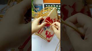 How to weave rattan basket with handle diy rattan handmade [upl. by Ainoda224]