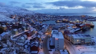 HONNINGSVÅG  The northernmost town in Europe Aerial film [upl. by Tarrant418]