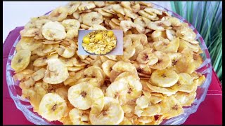 How to make Plantain chips crunchy green plantains chipsLEMON FLAVORED GREEN PLANTAIN CHIPS [upl. by Einamrej]