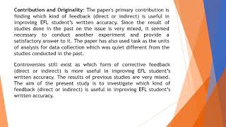 The Effect of Direct Vs Indirect Written Corrective Feedback on L2 Learners Written Accuracy in EFL [upl. by Atelahs645]