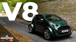 430PS V8powered Aston Martin Cygnet flies up FOS Hill [upl. by Rehpatsirhc]