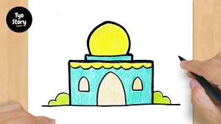 534 How to Draw a Mosque  Easy Drawing Tutorial [upl. by Junji]