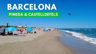 Barcelona Beach Walk 2023  Pineda amp Castelldefels beach  SPAIN [upl. by Petigny]