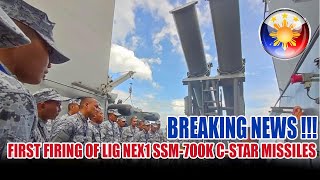 FIRST FIRING OF LIG Nex1 SSM 700K C Star MISSILES FROM JOSE RIZAL CLASS FRIGATE AND BRP ANTONIO LUNA [upl. by Euqimod]