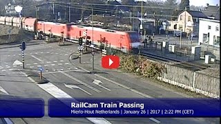 Railcam Train passing trough Level Crossing MierloHout Part 26 [upl. by O'Rourke161]