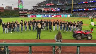 Voices of Ursinus College singing the National Anthem at Phillies game [upl. by Atteuqal588]