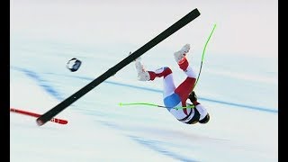 Swiss Marc Gisin Horror Crash In World Cup Downhill In Val Gardena Italy  15122018 [upl. by Croom]