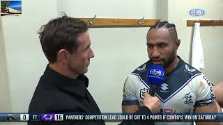 Andrew Johns interviews Justin Olam in the sheds Rnd 22 2022 [upl. by Namialus]