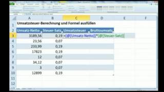 Excel  Umsatzsteuer und Bruttopreis berechnen [upl. by Nehemiah]