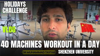 40 machines workout challenge in a DAY 😤😱 at Shenzhen university 🏋️‍♀️ gym travel china vlog [upl. by Meg]