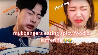 mukbangers eating the SPICIEST foods and SUFFERING [upl. by Glarum]