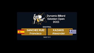 SEMI FINAL SANCHEZ RUIZ Francisco vs KAZAKIS Alexander Dynamic Billard EuroTour Estonian OPEN [upl. by Arikaahs]