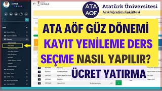 Ata Aöf Kayıt Yenileme Ders Seçme Nasıl Yapılır  Ata Aöf Ders Kaydı Nasıl Yapılır Kayıt Yenileme [upl. by Alaehcim]