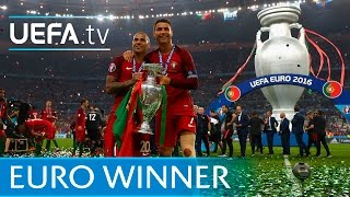 Cristiano Ronaldo celebrates Portugals EURO glory [upl. by Ybbil]