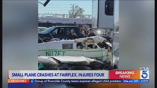 4 injured after small plane crashes at Pomona Fairplex [upl. by Solegnave]