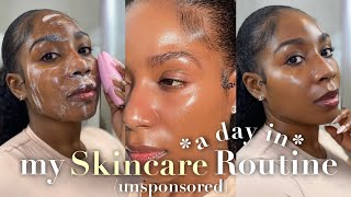 UPDATED A DAY IN MY SKINCARE ROUTINE 2024  UNSPONSORED SKINCARE FOR ACNE DARK SPOTS  GLASS SKIN [upl. by Dlared]