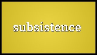 Subsistence Meaning [upl. by Harpp379]