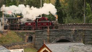 Merddin Emrys leaving Minffordd on the Saturday afternoon of Ffestiniog Bygones 2024 [upl. by Enaj]