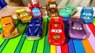 Looking for Disney Pixar Cars On the Rocky Road  Lightning McQueen Mater Dinoco McQueen Mack [upl. by Flori]