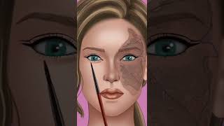 Face Birthmark Makeup Transmission Animation ASMR asmr animation viral ytshort [upl. by Arbmahs909]